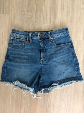 Madewell Distressed Dark Blue High-Rise Denim Shorts